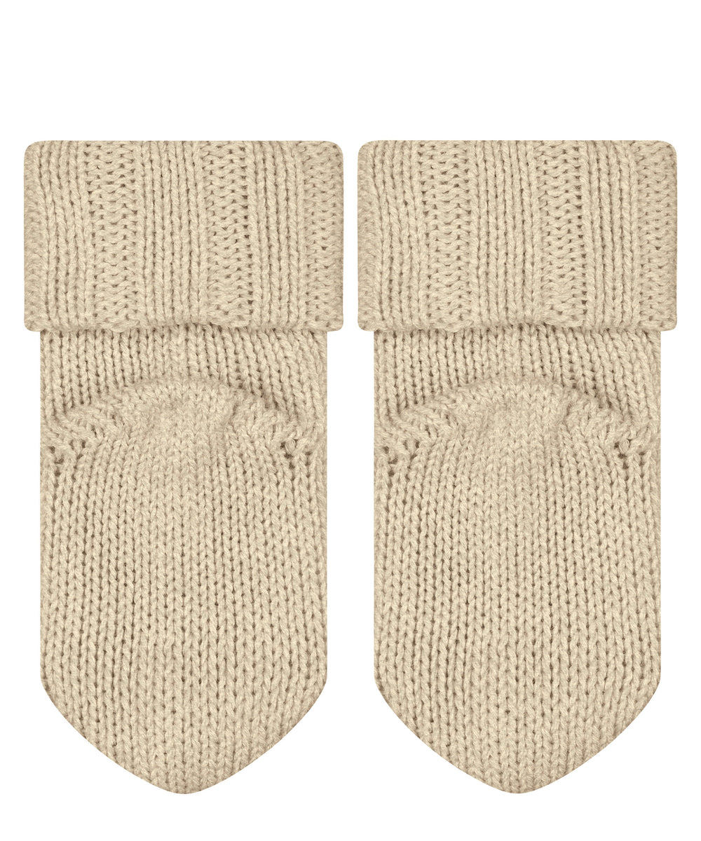Baby Merino wool sock booties by falke rear view #colour_sand-melange