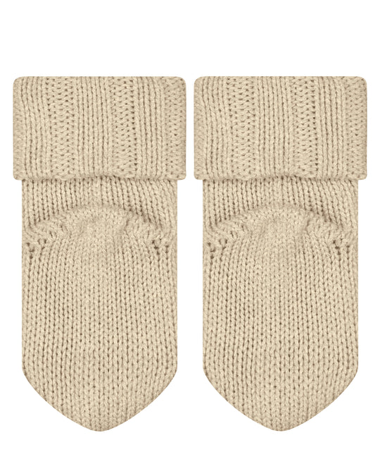Baby Merino wool sock booties by falke rear view #colour_sand-melange