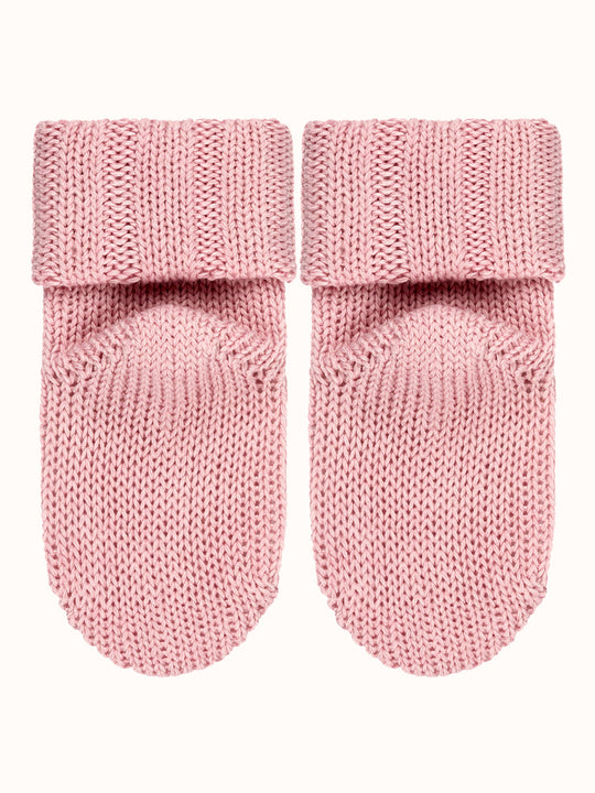 Baby Merino wool sock booties bottom in pink by falke #colour_thulit