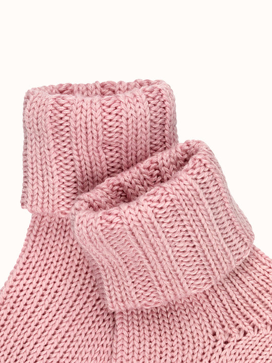 Baby Merino wool sock booties top side in pink by falke #colour_thulit