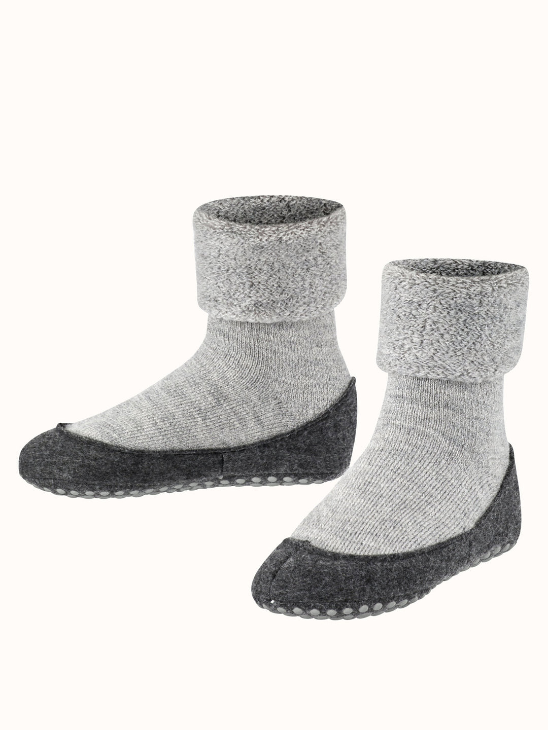 Merino wool toddler and kids felted slipper socks light grey alt side #colour_light-grey