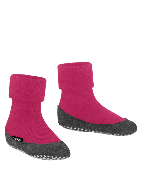 Merino wool toddler and kids felted slipper socks bright pink alt side #colour_fushia