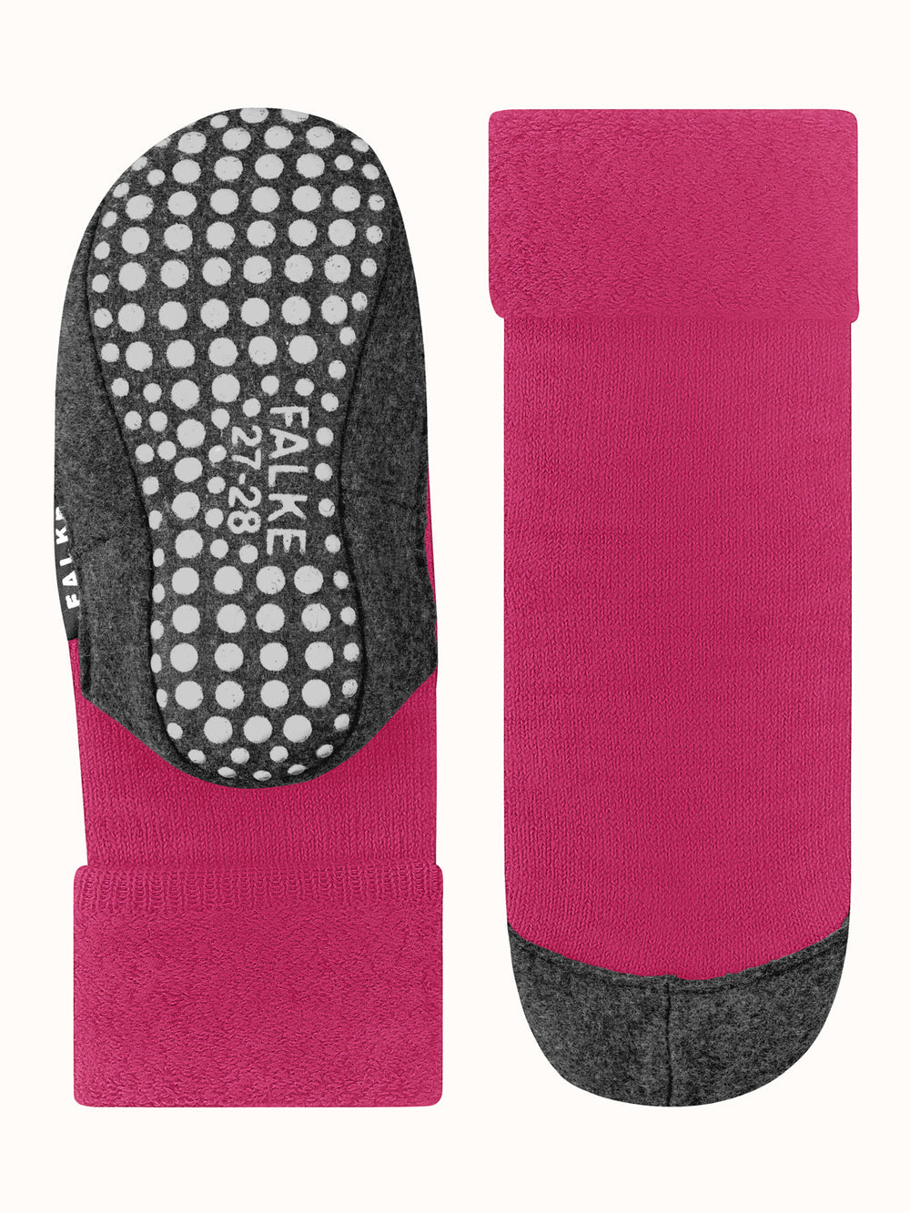 Merino wool toddler and kids felted slipper socks bright pink bottom #colour_fushia