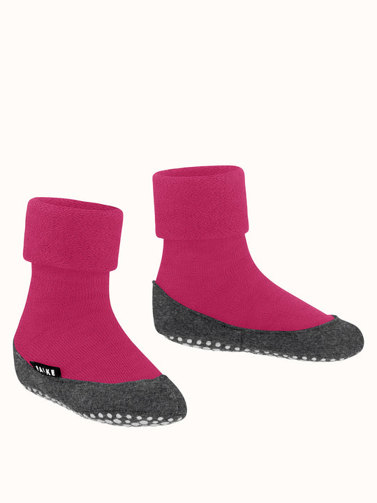 Merino wool toddler and kids felted slipper socks bright pink side #colour_fushia