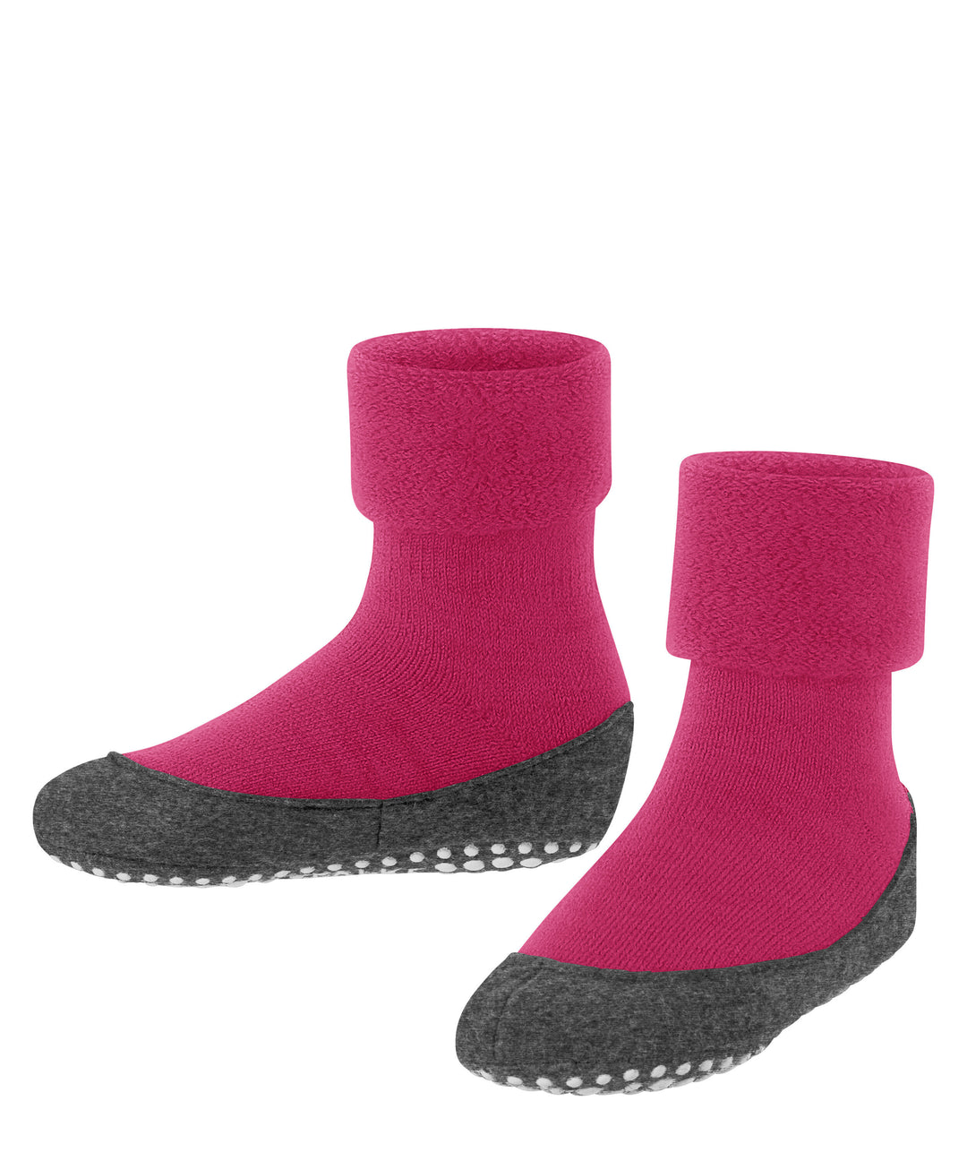 Merino wool toddler and kids felted slipper socks bright pink side view #colour_fushia