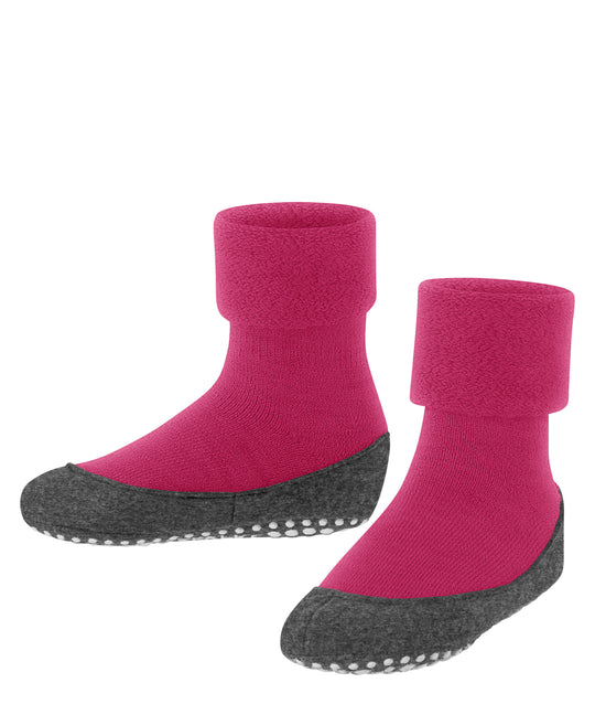 Merino wool toddler and kids felted slipper socks bright pink side view #colour_fushia