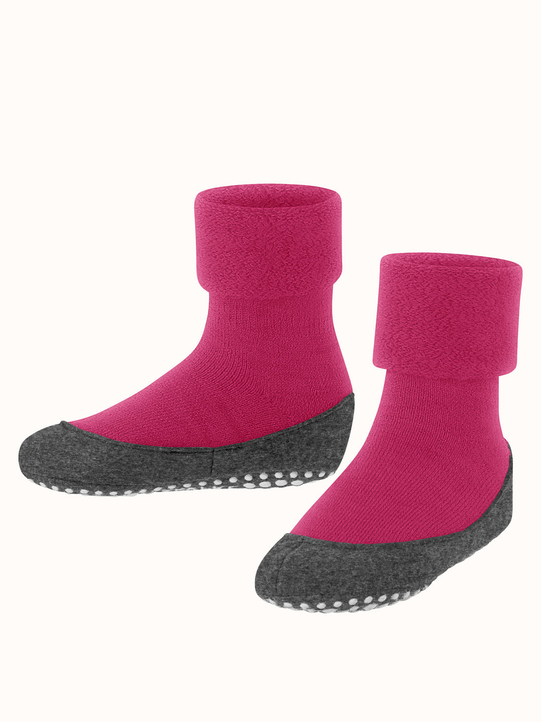 Merino wool toddler and kids felted slipper socks bright pink alt side #colour_fushia
