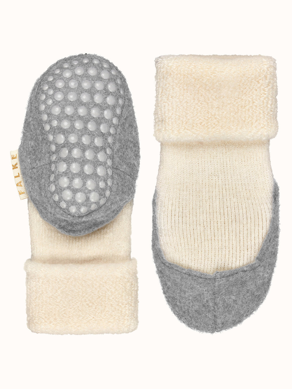 Merino wool baby felted slipper socks  white bottom ivory #colour_wool-white