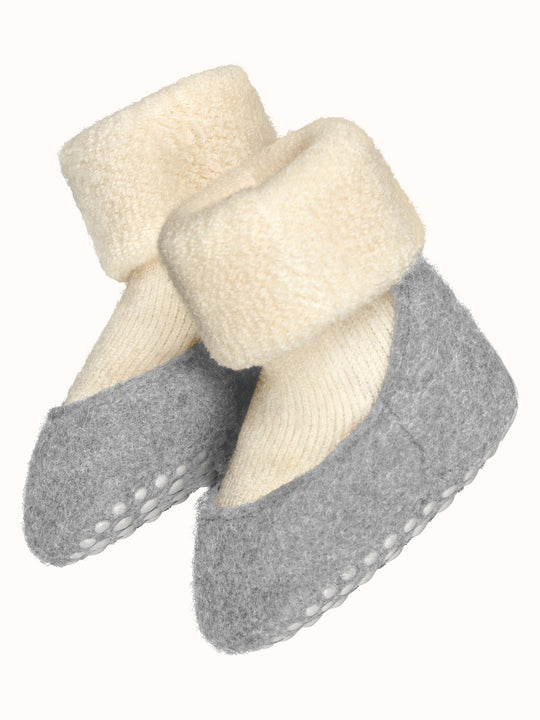 Merino wool baby felted slipper socks  white ivory side #colour_wool-white