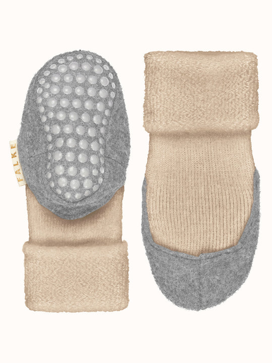 Merino wool baby felted slipper socks  sand melange bottom #colour_sand-melange