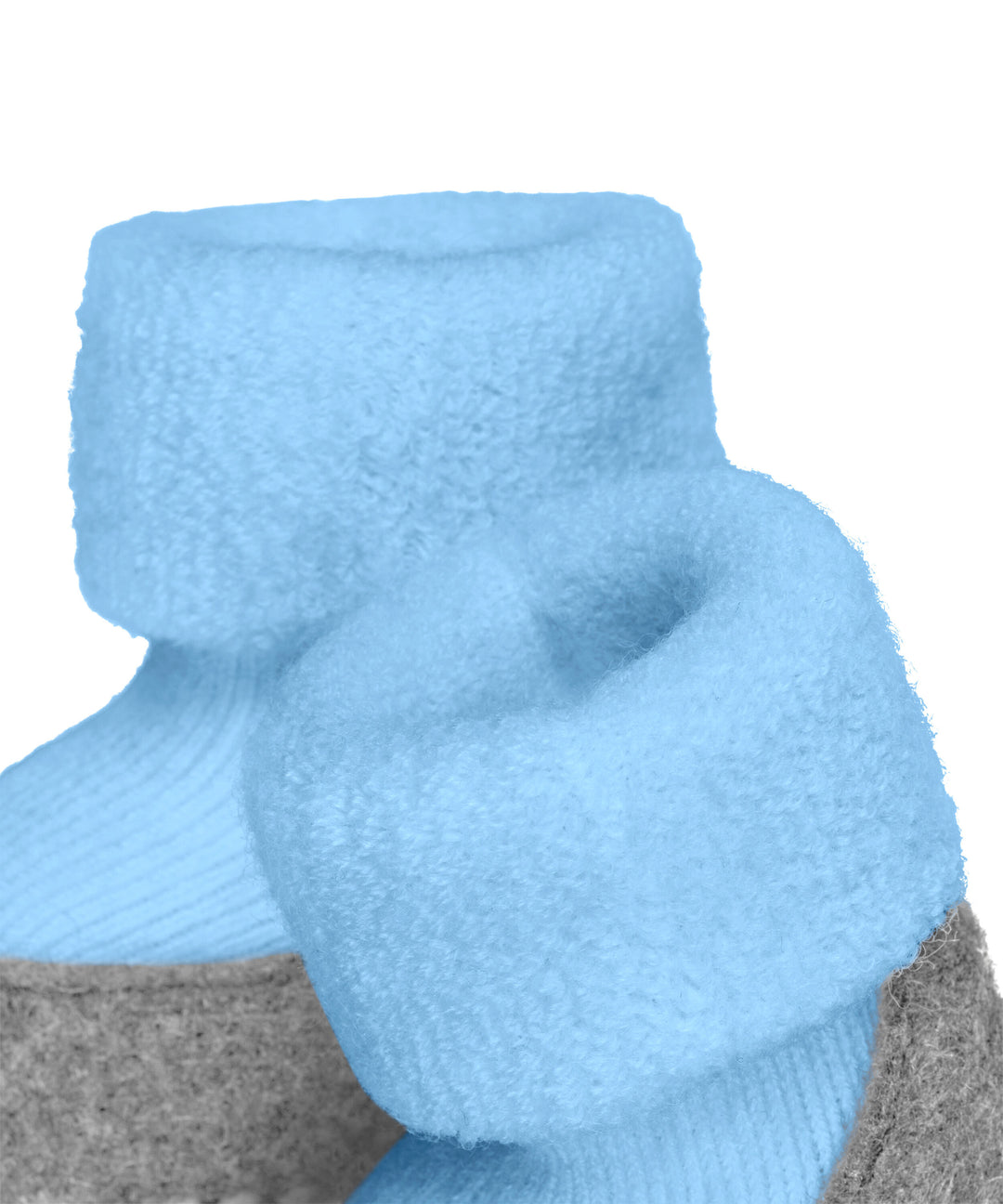 Merino wool baby felted slipper socks  light blue close up #colour_crystal-blue