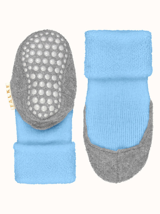 Merino wool baby felted slipper socks  light blue bottom #colour_crystal-blue