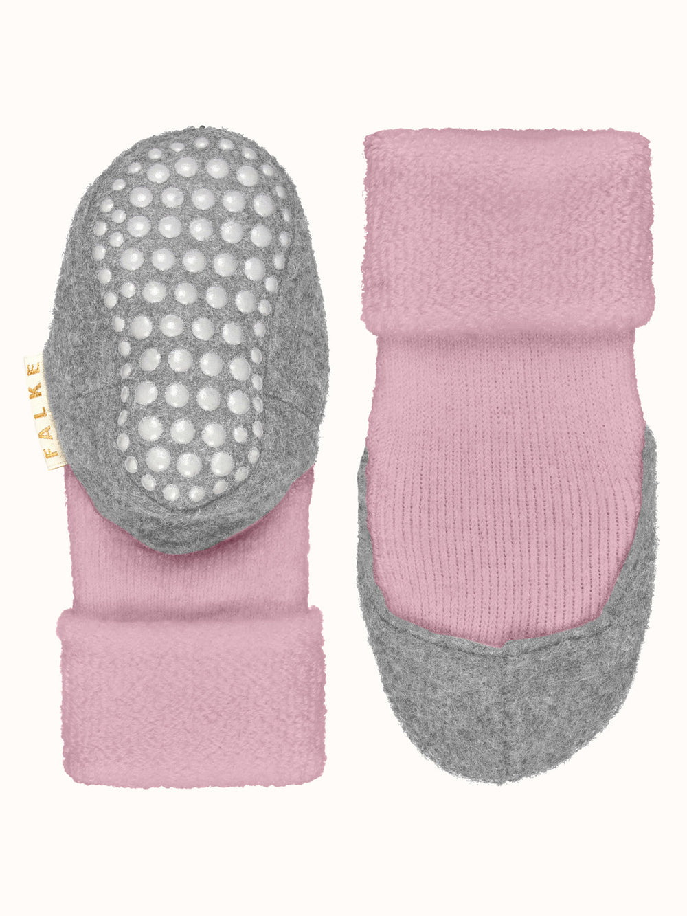 Merino wool baby felted slipper socks  pink bottom #colour_almond-blossom