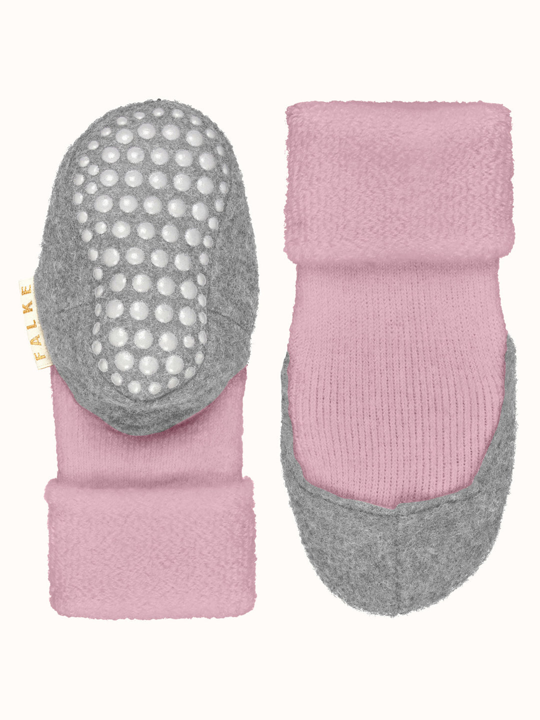 Merino wool baby felted slipper socks  pink bottom #colour_almond-blossom