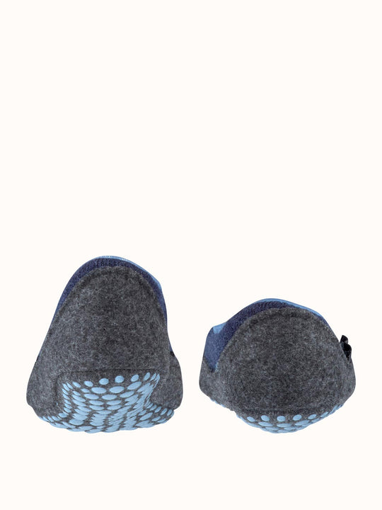Merino wool kids felted slipper socks  back #colour_dark-blue
