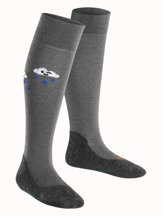 Merino wool kids welly boot knee high socks grey #colour_light-grey-melange