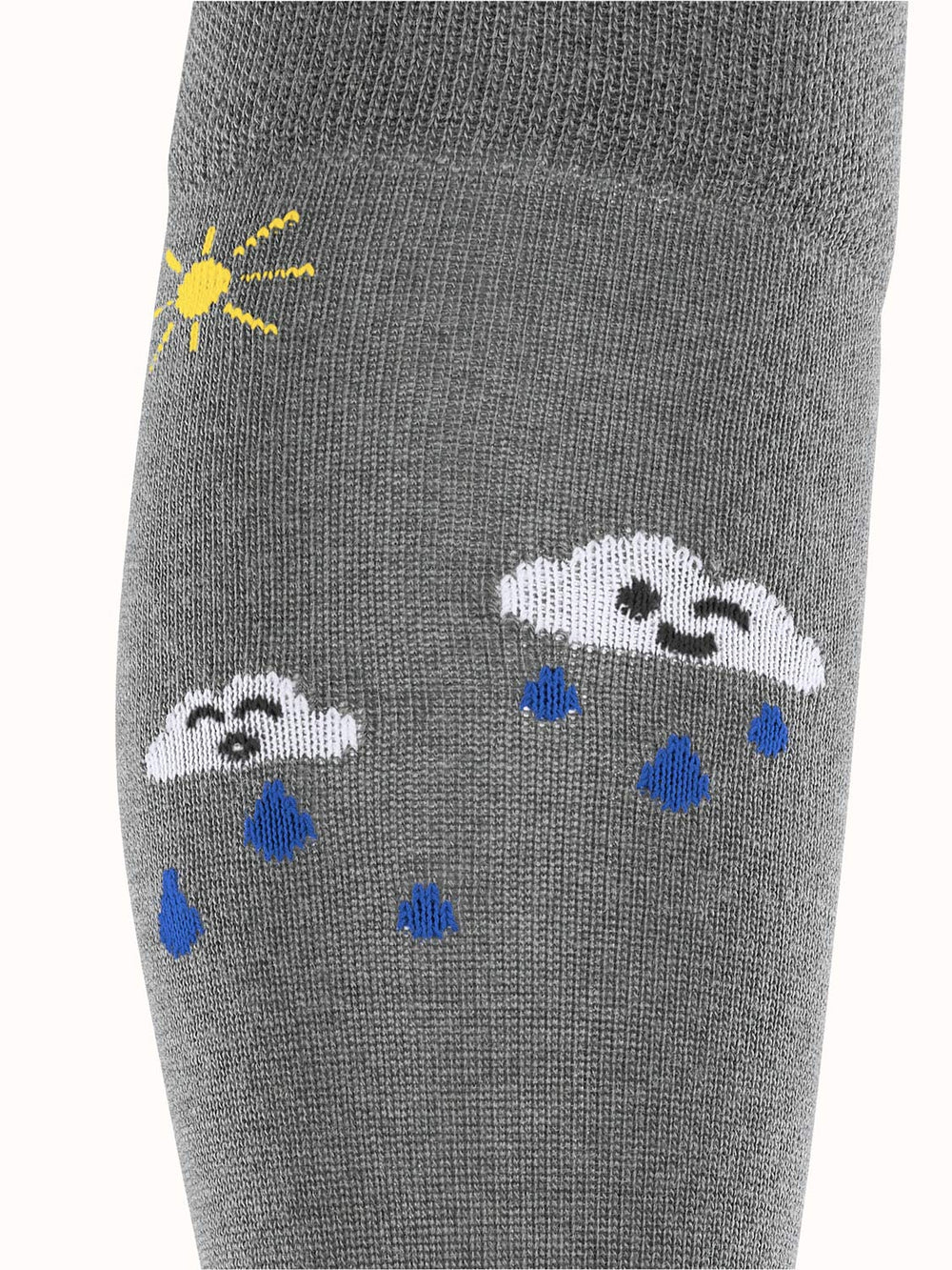 Merino wool kids welly boot knee high socks grey detail #colour_light-grey-melange