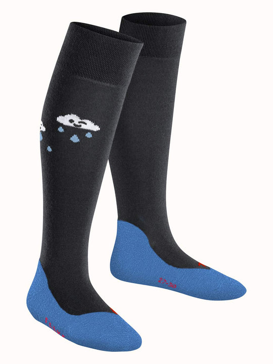 Merino wool kids welly boot knee high socks navy #colour_indigo-melange