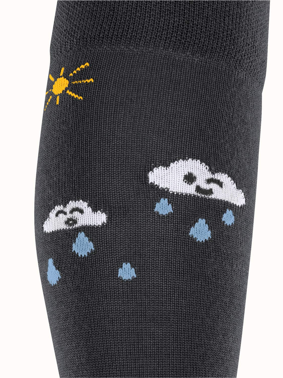 Merino wool kids welly boot knee high socks navy detail #colour_indigo-melange