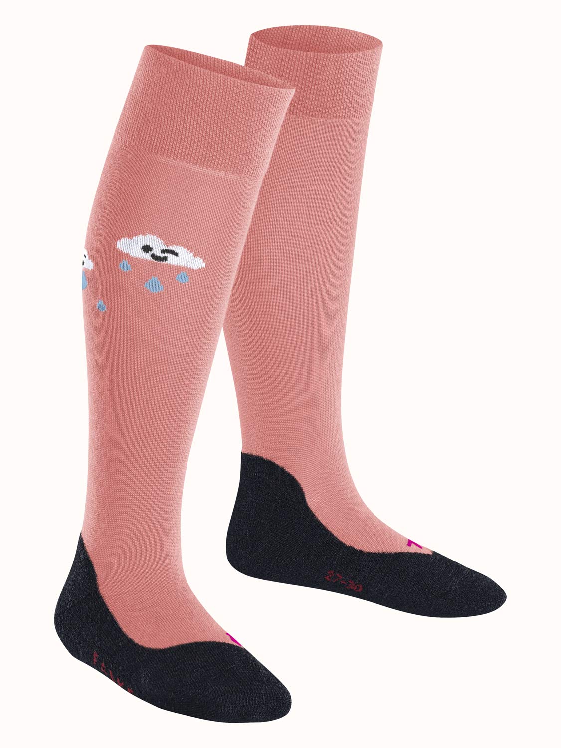 Merino wool kids welly boot knee high socks #colour_wild-rose