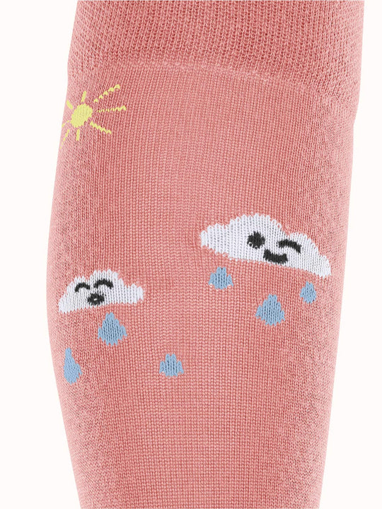 Merino wool kids welly boot knee high socks detail #colour_wild-rose