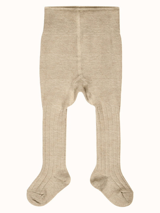 cashmere wool cotton natural fibres tights for baby front #colour_sand-melange