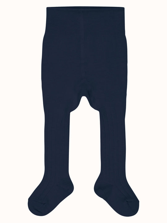 cashmere wool cotton natural fibres tights for baby navy front #colour_midnight