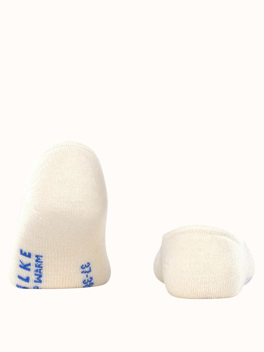 Merino wool womens ankle invisible socks  back white #colour_off-white