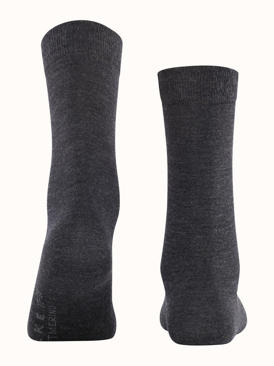 Merino wool womens socks black grey  back #colour_anthracite-melange