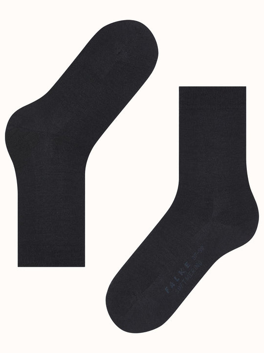 Merino wool womens socks navy side #colour_dark-navy