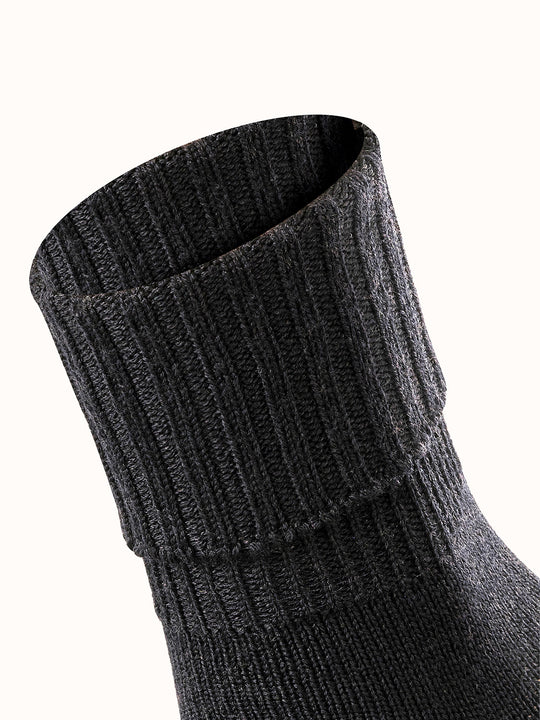 Merino pure wool womens chunky boot socks black CLOSE #colour_black