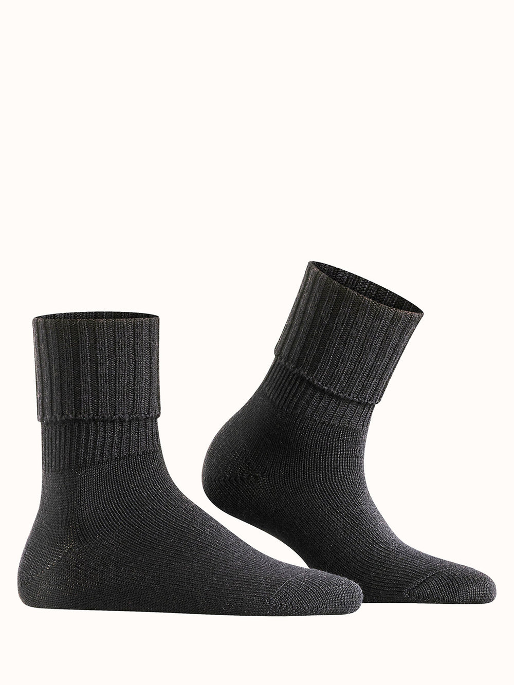 Merino pure wool womens chunky boot socks black #colour_black