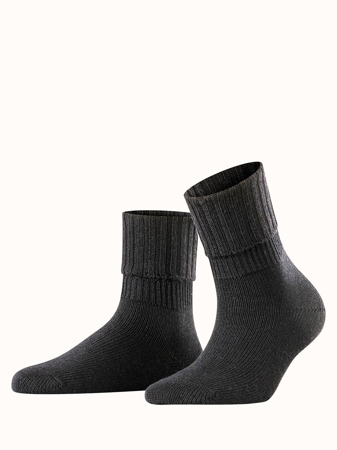 Merino pure wool womens chunky boot socks black side #colour_black