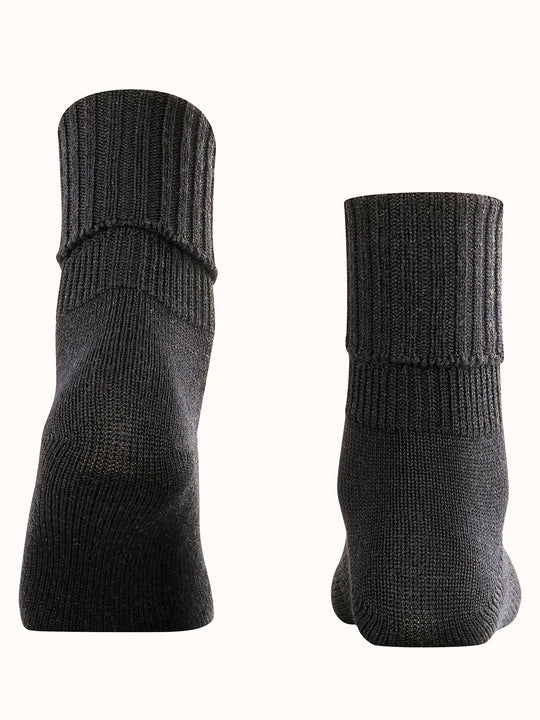 Merino pure wool womens chunky boot socks black back #colour_black