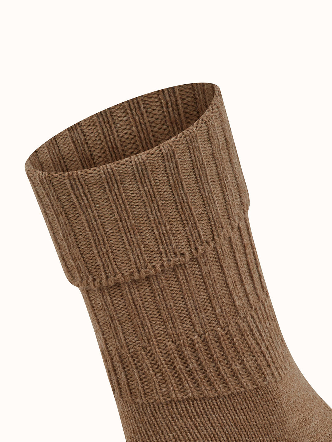 Merino pure wool womens chunky boot socks light brown close #colour_nutmeg-melange