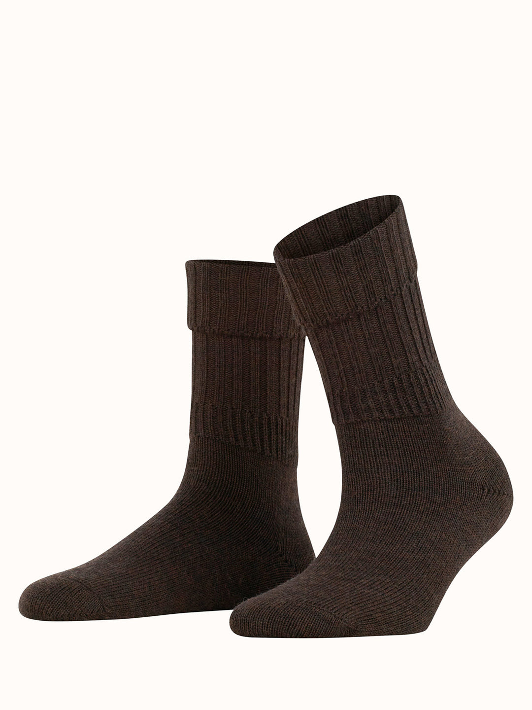 Merino pure wool womens chunky boot socks dark brown alt side #colour_dark-brown
