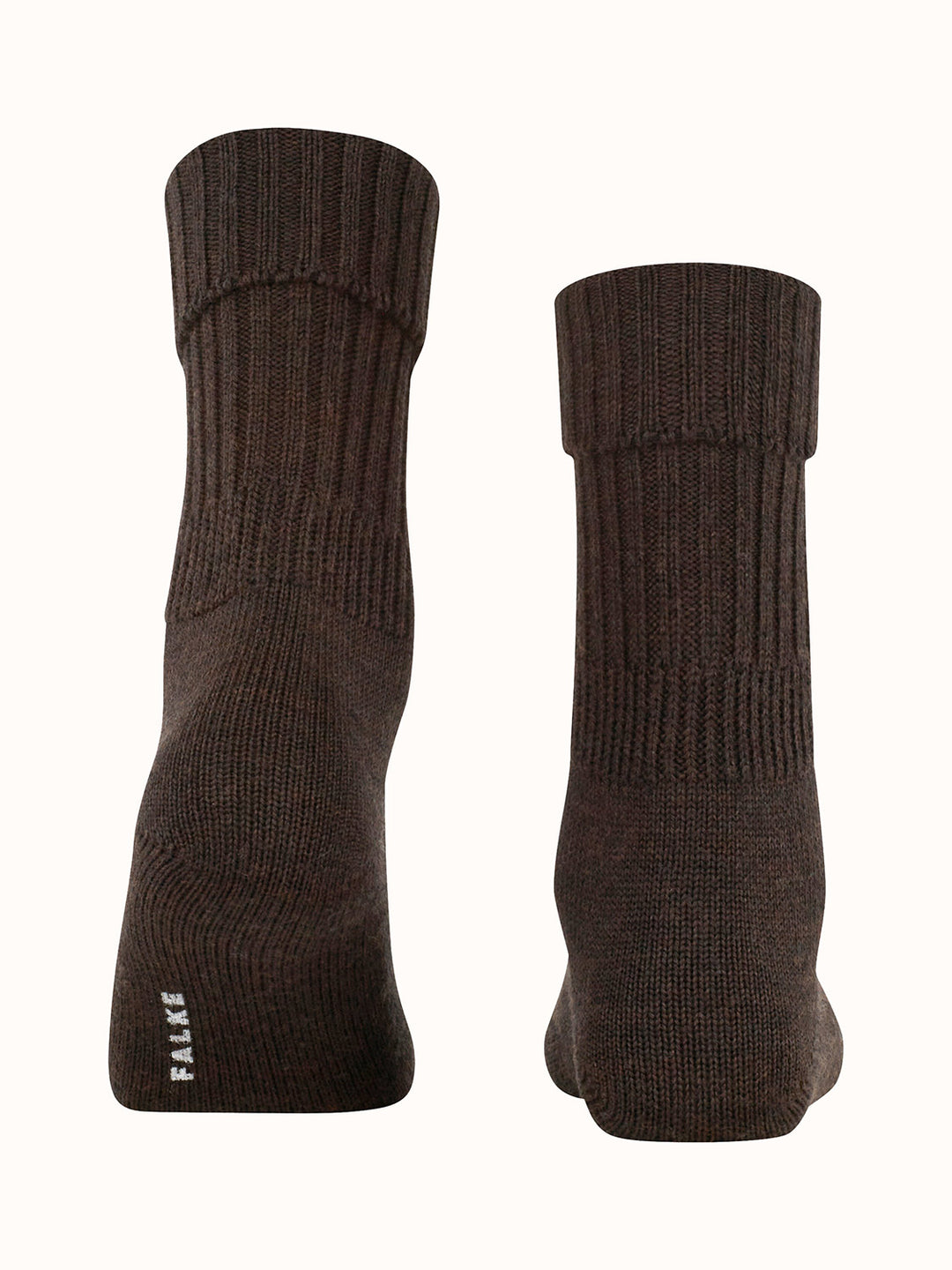 Merino pure wool womens chunky boot socks dark brown back #colour_dark-brown