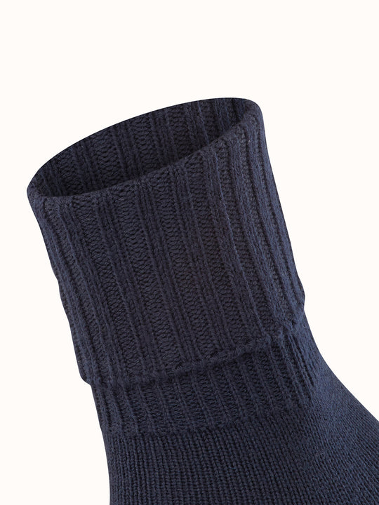 Merino pure wool womens chunky boot socks close navy #colour_dark-navy