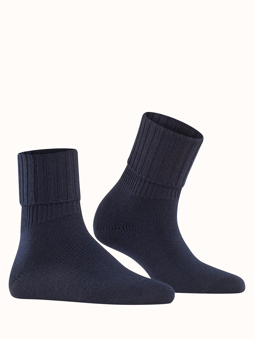 Merino pure wool womens chunky boot socks side navy #colour_dark-navy