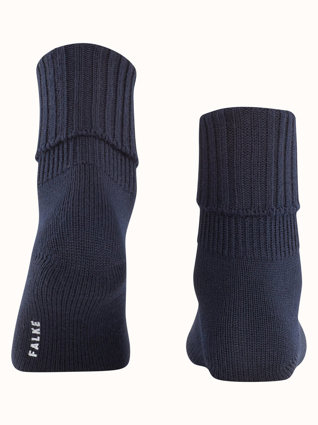 Merino pure wool womens chunky boot socks back navy #colour_dark-navy