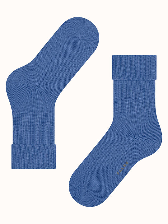 Merino pure wool womens chunky boot socks blue #colour_water