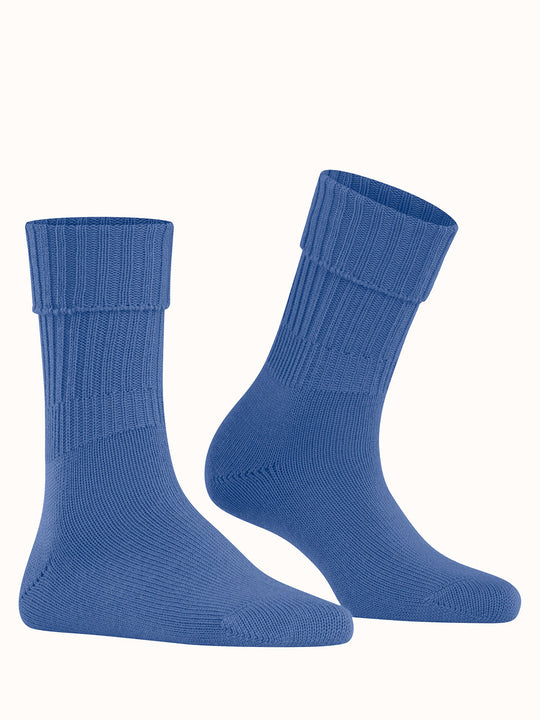 Merino pure wool womens chunky boot socks blue #colour_water
