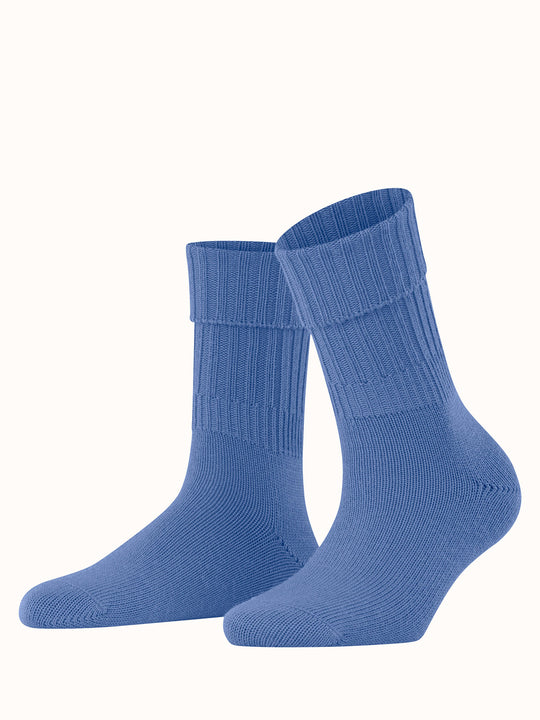 Merino pure wool womens chunky boot socks blue #colour_water