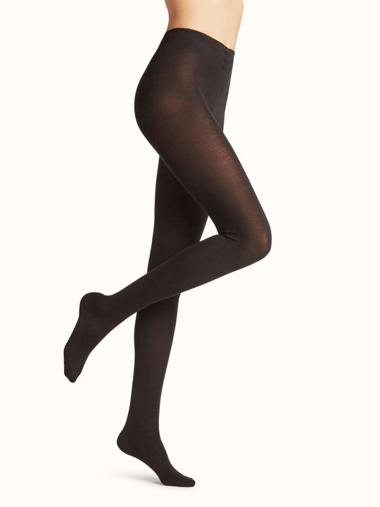 Merino wool womens tights black side #colour_black
