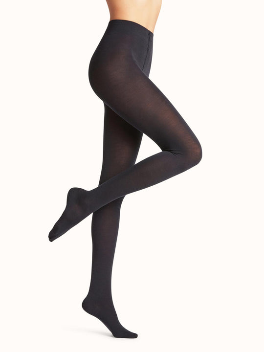 Merino wool womens tights navy side #colour_dark-navy