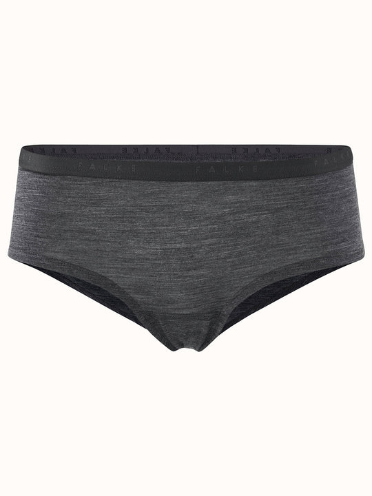 Merino wool womens hipster briefs seamless underpants grey still #colour_dark-grey-heather