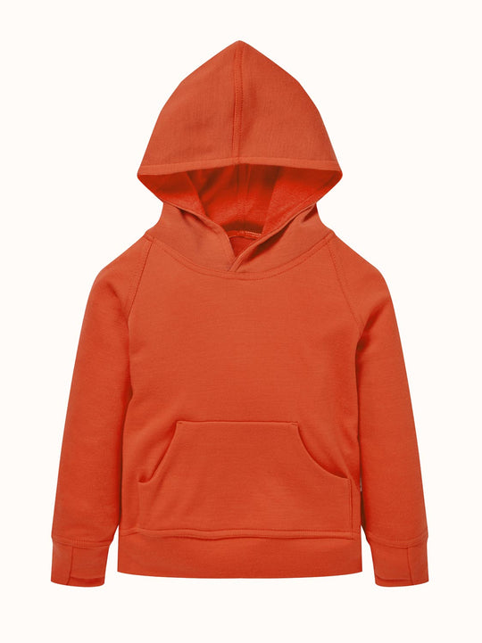 Kids merino hoodie orange still #colour_fox