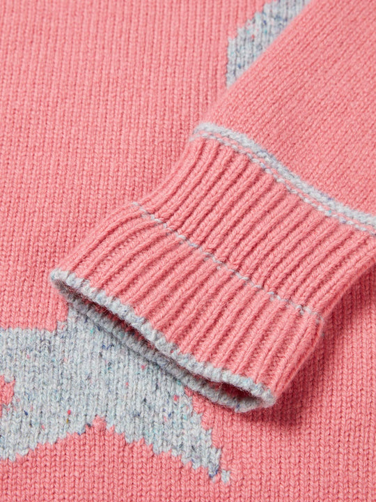 pink girls merino wool baby toddler and kids knitted sweater gift hand knitted with star and moon size adjustable #colour_aurora