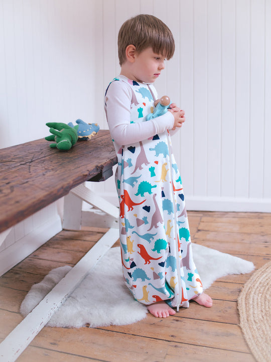 Merino toddler sleeping bag with feet dinosaur print kid #colour_dinosaurs