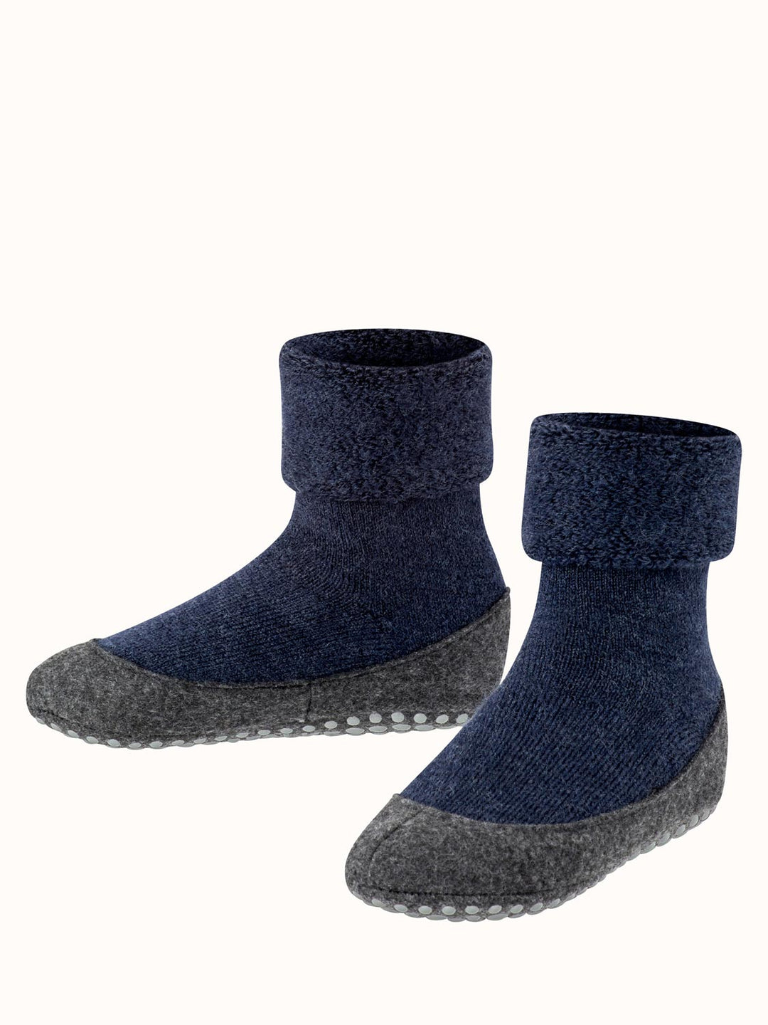 Merino wool toddler and kids felted slipper socks navy blue side view #colour_dark-blue